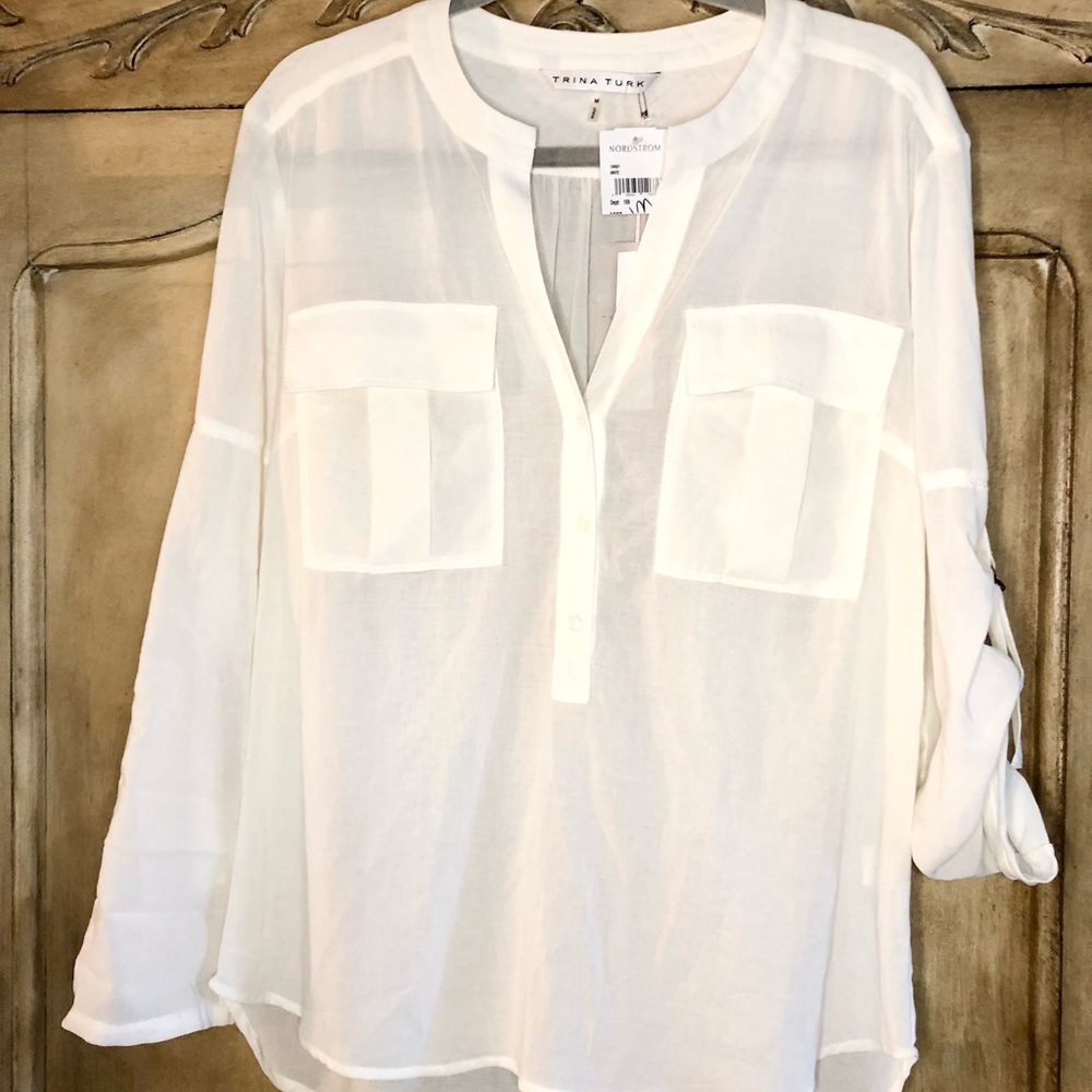 New with tags Trina Turk sheer blouse SZ M